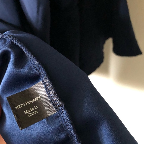 Lane Bryant|Navy Chiffon bell sleeve blouse, bow tie in back, sleeve buttons••• - Picture 6 of 8